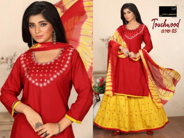  Manjeera Touchwood Rayon Designer Exclusive Readymade Suit